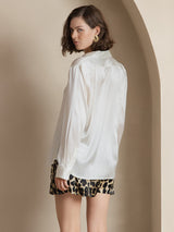 [Weiß] SilkSilky-DE Long Sleeve Lapel Collar Damenhemd 002