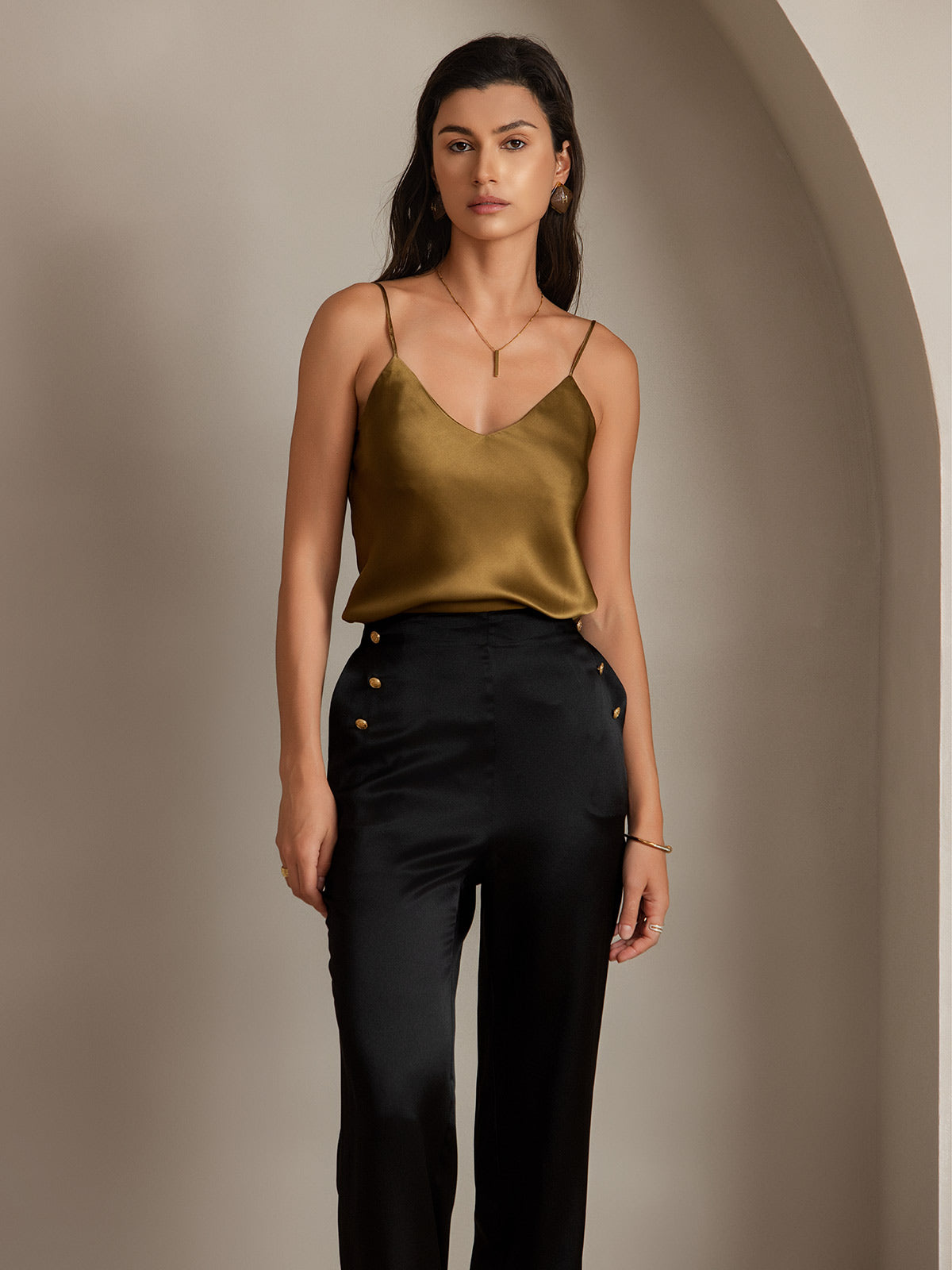 [Schwarz] SilkSilky-DE 19Momme Seide Womens Pants 006