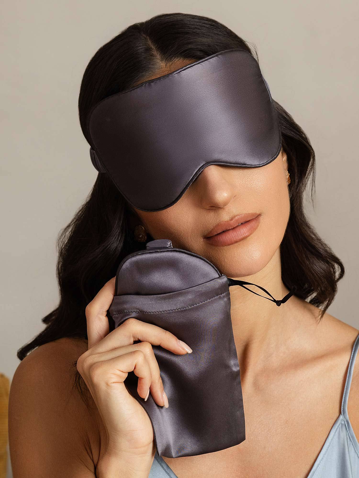 [Dunkelgrau] SilkSilky-DE Reine Seide Eye Mask 002