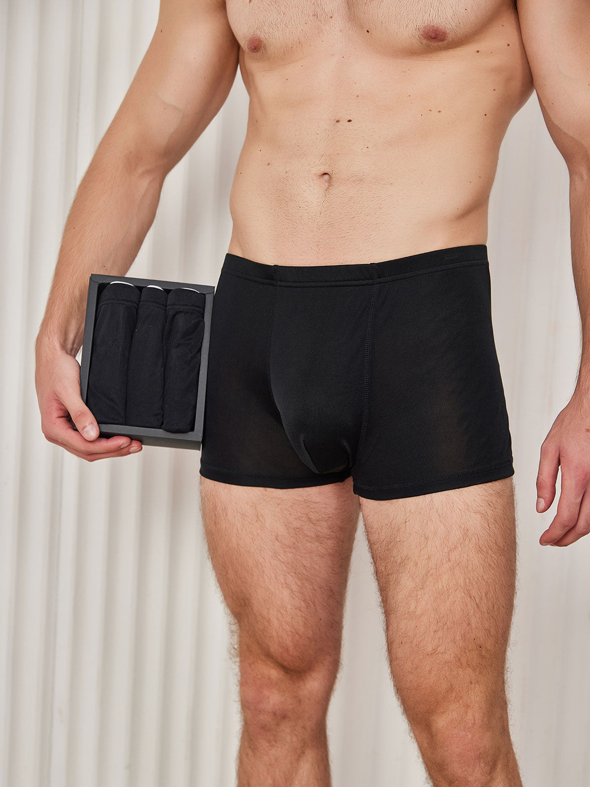 [Schwarz] SilkSilky-DE Reine Seide Mens Underwear 001