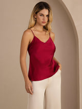 [Rotwein] SilkSilky-DE Sleeveless V Neck Cami Top 001