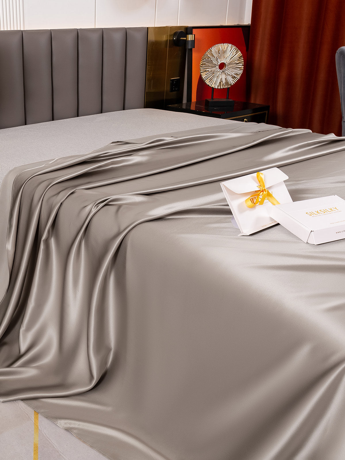 [Grau] SilkSilky-DE 19Momme Reine Seide Sheet 003