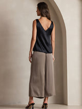 [Schwarz] SilkSilky-DE Sleeveless V Neck Cami Top 002