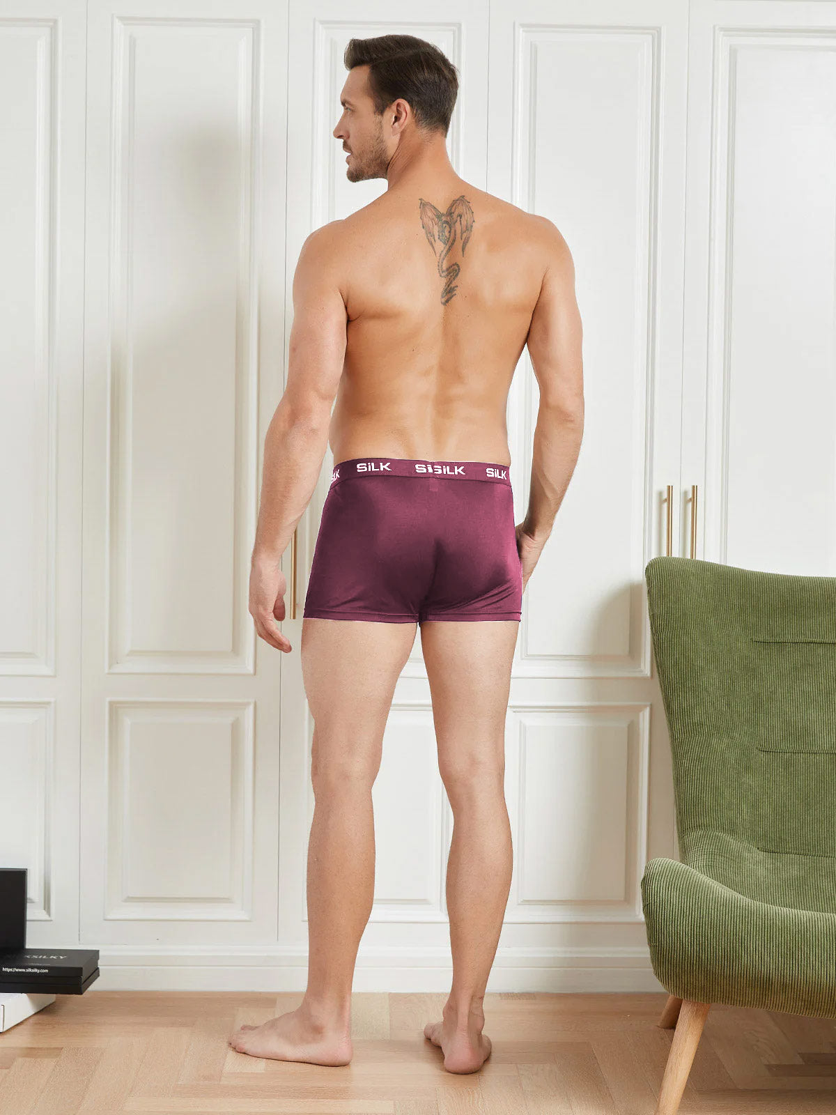 [Rotwein] SilkSilky-DE Reine Seide Mens Underwear 002