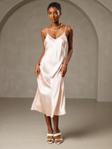 [Rosa] SilkSilky-DE Sleeveless V Neck Kleider 001