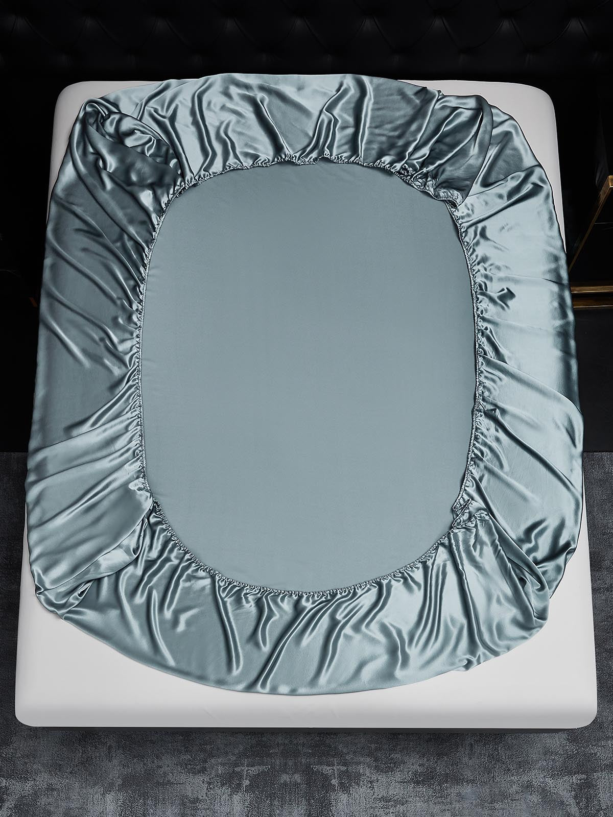 [Graublau] SilkSilky-DE 19Momme Reine Seide Sheet 003