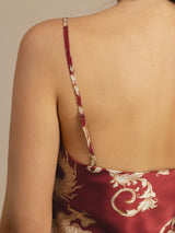 [Weinroter Drache] SilkSilky-DE Spaghetti Strap V Neck Camisole-Set 005