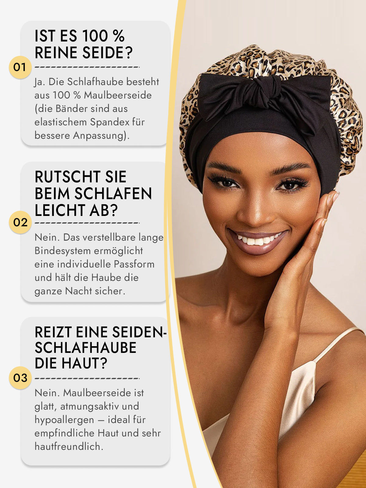 [Leopard] SilkSilky-DE Reine Seide Sleep Cap 006