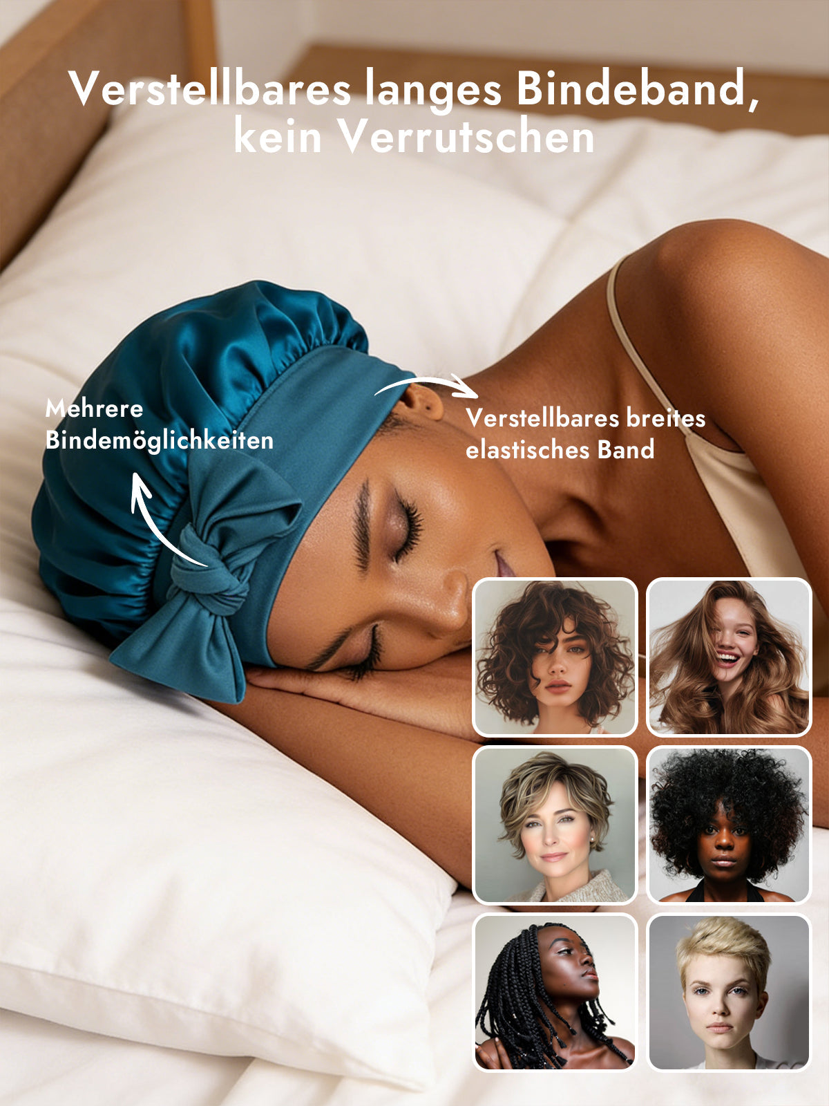 [König Blau] SilkSilky-DE Reine Seide Sleep Cap 004