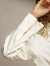 [Elfenbeinfarbe] SilkSilky-DE 19Momme Seide Womens Shirt 007