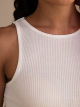 [Weiß] SilkSilky-DE Sleeveless Crew Neck Cami Top 005