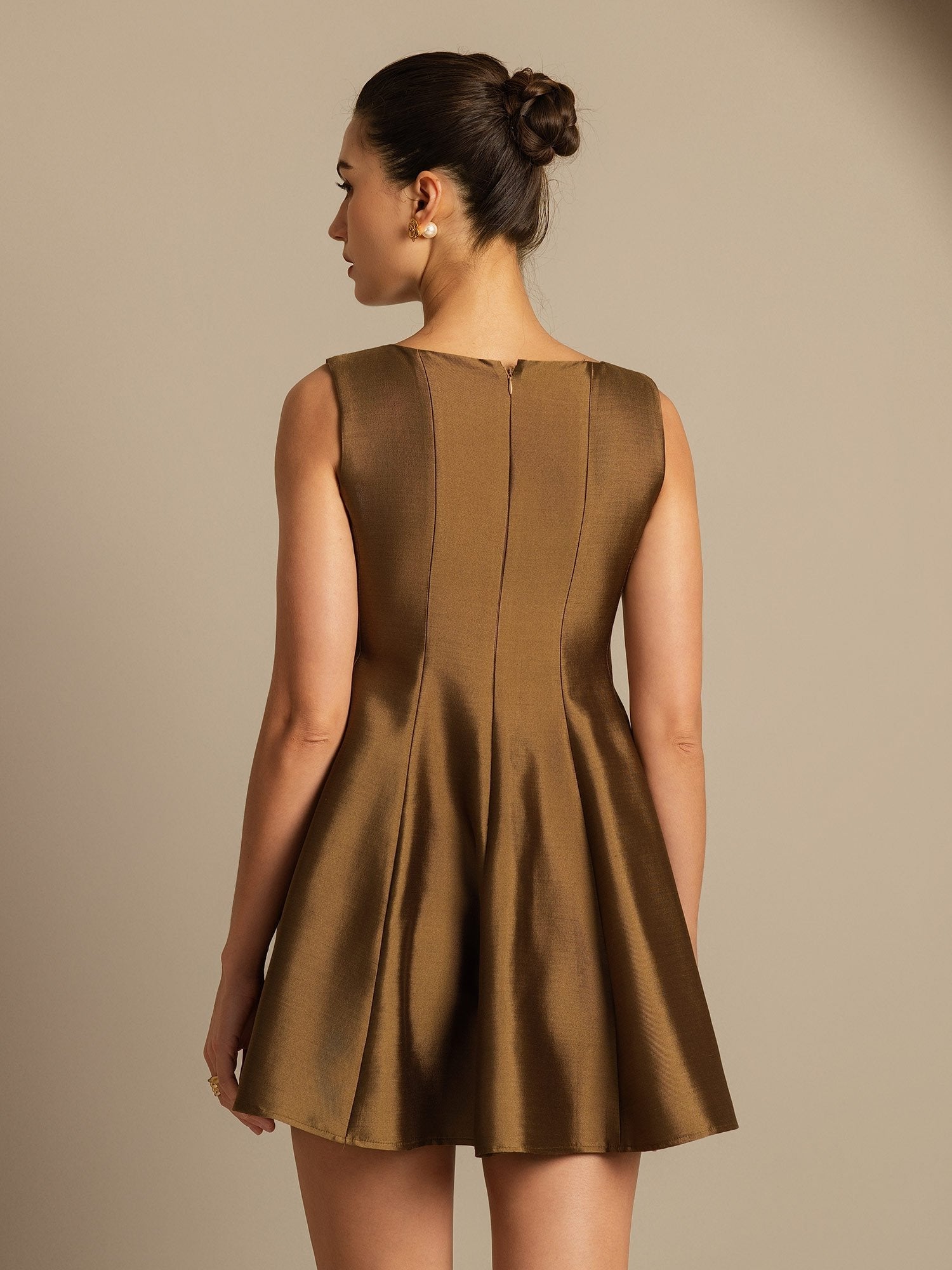 [Bronze] SilkSilky-DE 32Momme Silk-Wool Blend Dress 002,
