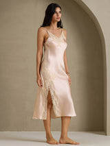 [Hellrosa] SilkSilky-DE Sleeveless V Neck Nachthemden 007