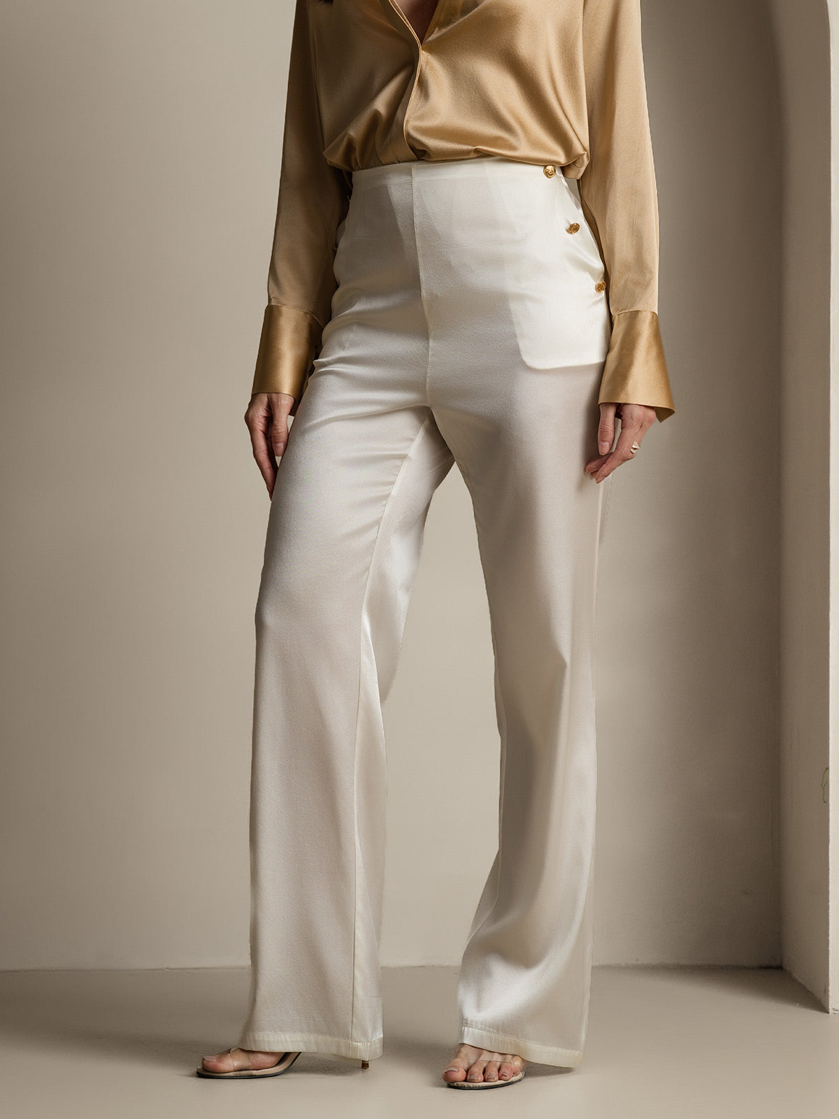 [Weiß] SilkSilky-DE 19Momme Seide Womens Pants 003