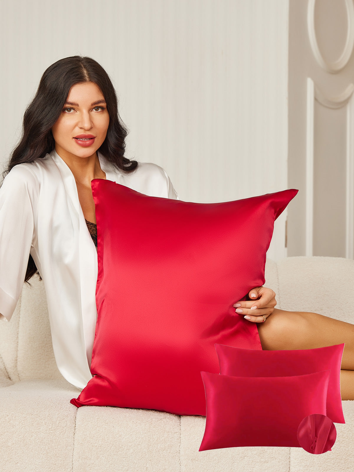 [Rotwein] SilkSilky-DE 22Momme Reine Seide Pillowcase 006