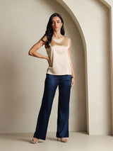 [Champagner] SilkSilky-DE Sleeveless Round Neck Cami Top 008