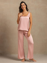 [Pfirsichhaut] SilkSilky-DE 19Momme Ärmellos Tiefer Rundhalsausschnitt Damen Pyjamas 006