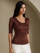 [Kaffee] SilkSilky-DE Half Sleeve T-Shirt 001