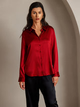 [Rot] SilkSilky-DE Long Sleeve Lapel Collar Damenhemd 004