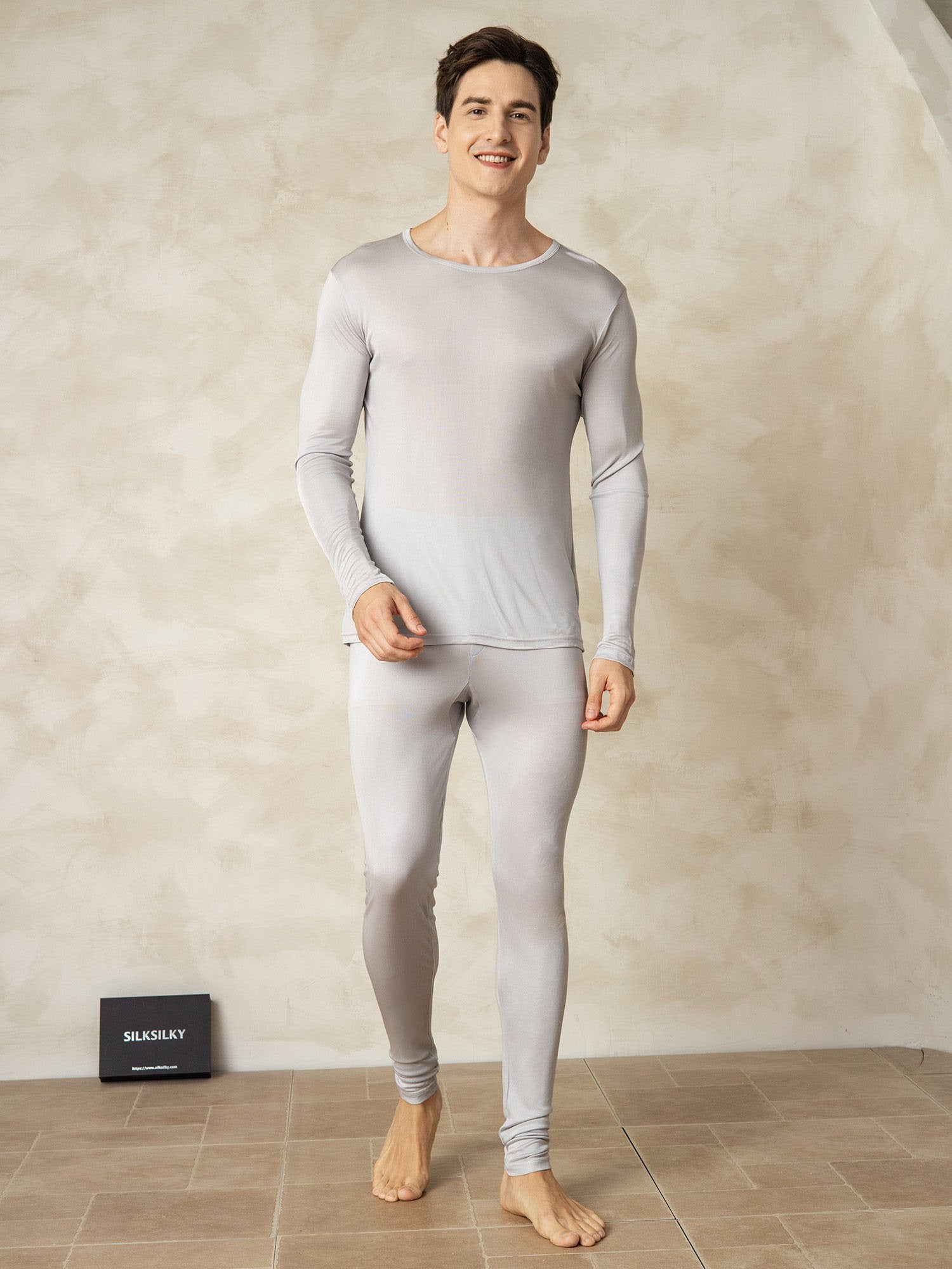 [Silber] SilkSilky-DE Seidenstrick Mens Pajamas 004