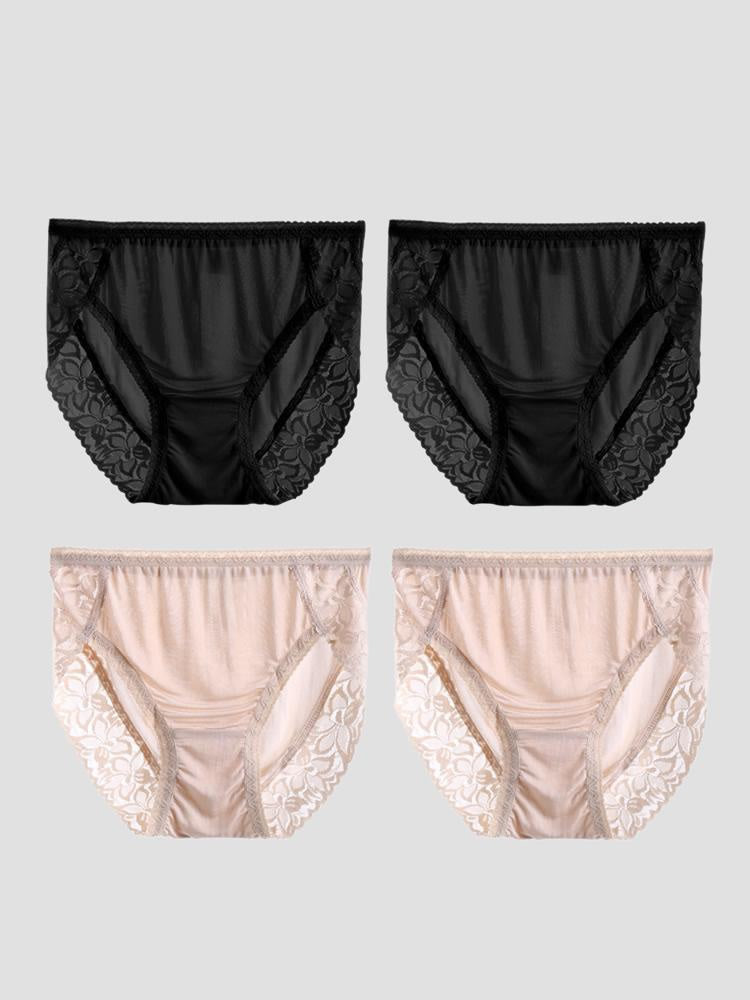 SilkSilky-DE Seidenstrick Panty Schwarz+Beige 003