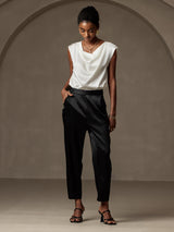 [Schwarz] SilkSilky-DE 19Momme Seide Womens Pants 001