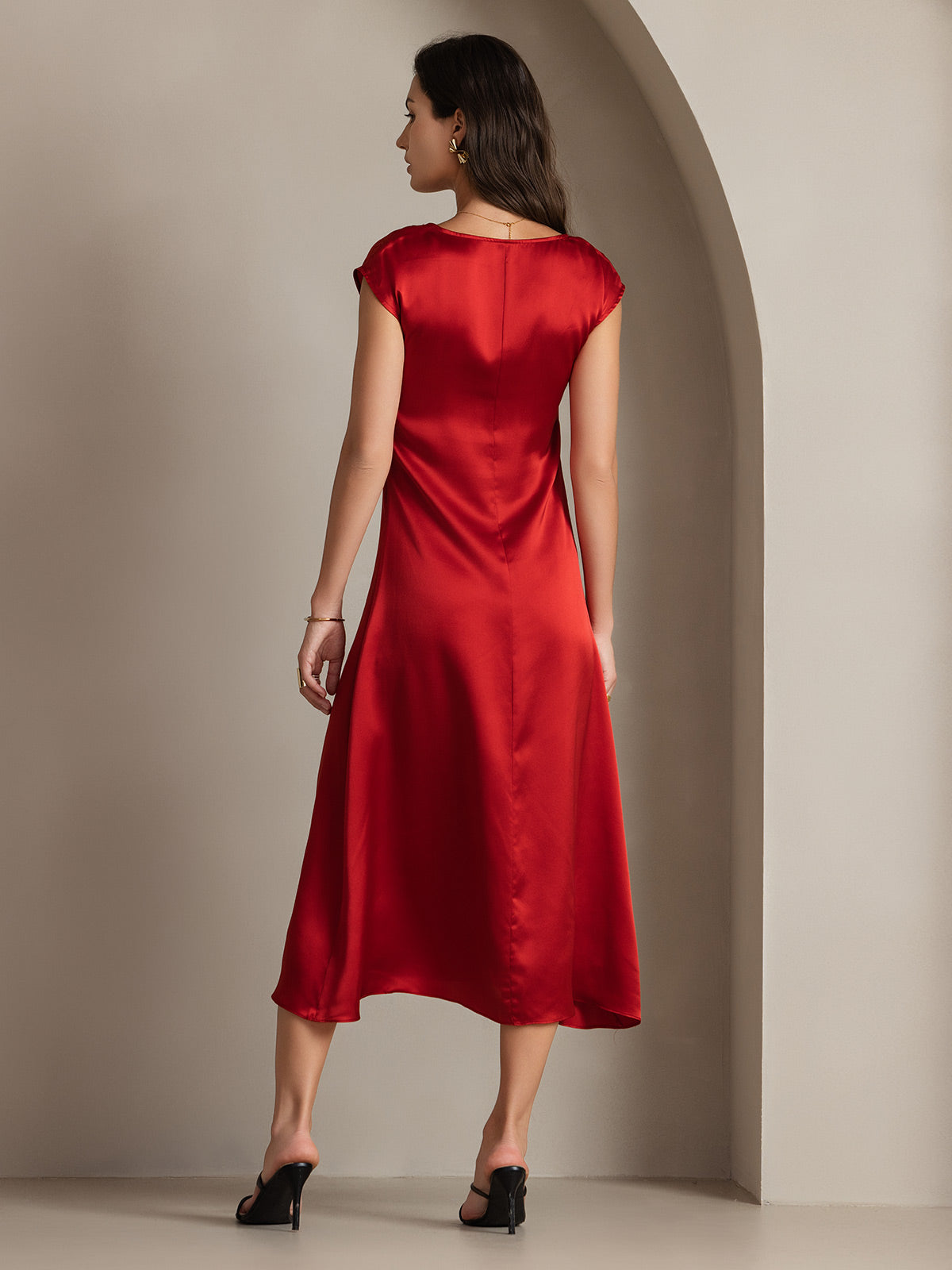 [Rotwein] SilkSilky-DE 19Momme Seide Dress 002