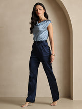 [Dunkelblau] SilkSilky-DE 19Momme Seide Womens Pants 008