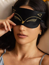 [Schwarz] SilkSilky-DE Reine Seide Eye Mask 001