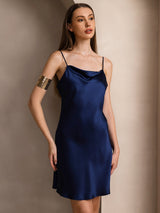 [Dunkelblau] SilkSilky-DE Sleeveless Cowl Neck Kleider 006