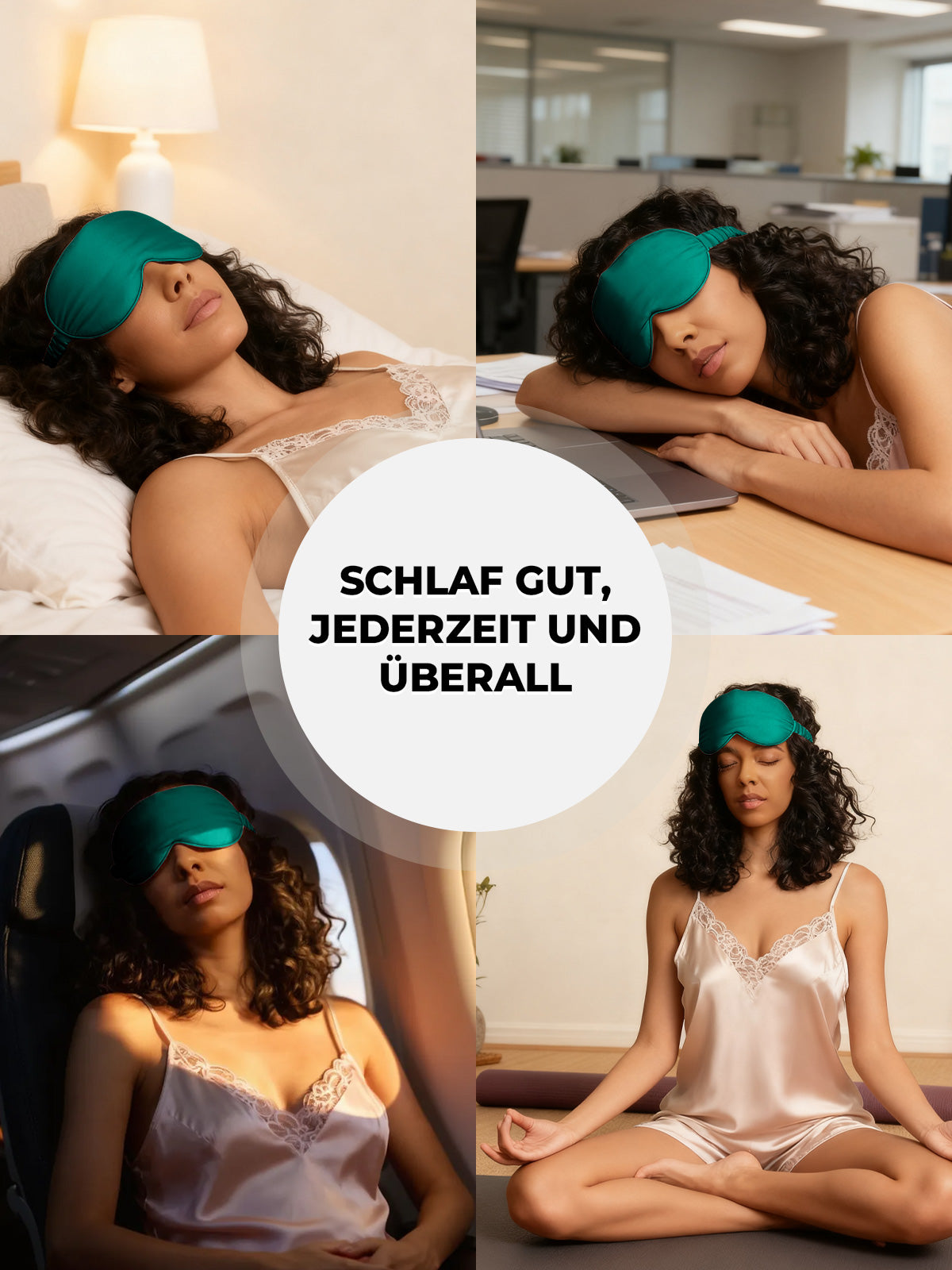 [Dunkelgrün] SilkSilky-DE Reine Seide Eye Mask 007