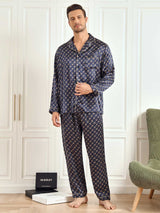 [Marine Kette] SilkSilky-DE Long Sleeve Notch-Kragen Herren Pyjamas 004