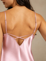 [Hellrosa] SilkSilky-DE Sleeveless V Neck Nachthemden 005