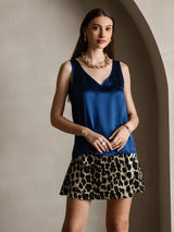 [Dunkelblau] SilkSilky-DE Sleeveless V Neck Cami Top 005