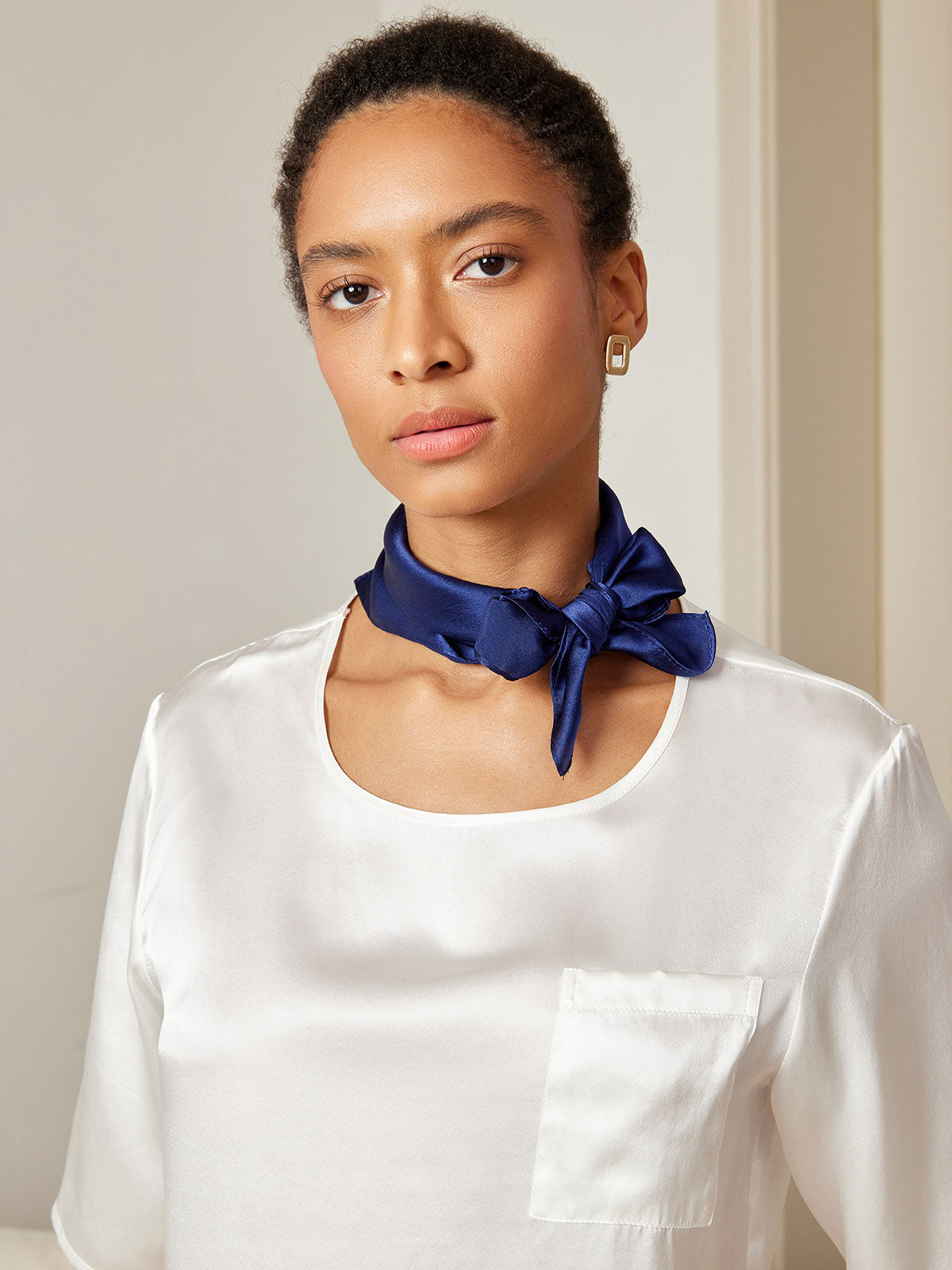 [Dunkelblau] SilkSilky-DE Reine Seide Scarf 002