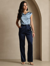 [Dunkelblau] SilkSilky-DE 19Momme Seide Womens Pants 007