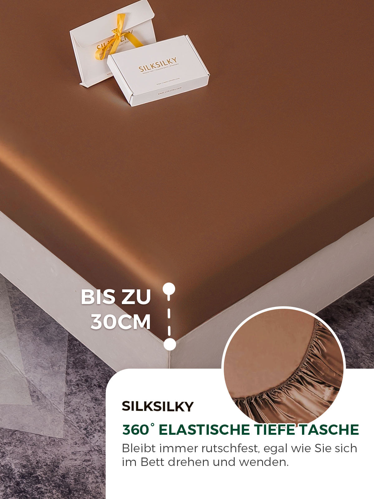 [Kaffee] SilkSilky-DE 19Momme Reine Seide Sheet 004