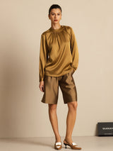 [Bronze] SilkSilky-DE 19Momme Langärmelig Rundhalsausschnitt Bluse 006