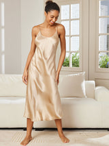 [Champagner] SilkSilky-DE Sleeveless V Neck Nachthemden 003