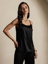 [Schwarz] SilkSilky-DE Spaghetti Strap Cami Top 004