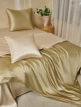 [Beige+Khaki] SilkSilky-DE Bettwäsche Sets 001