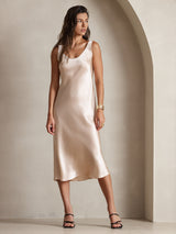 [Champagner] SilkSilky-DE Sleeveless Kleider 006