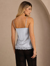 [Graublau] SilkSilky-DE Spaghetti Strap V Neck Cami Top 002