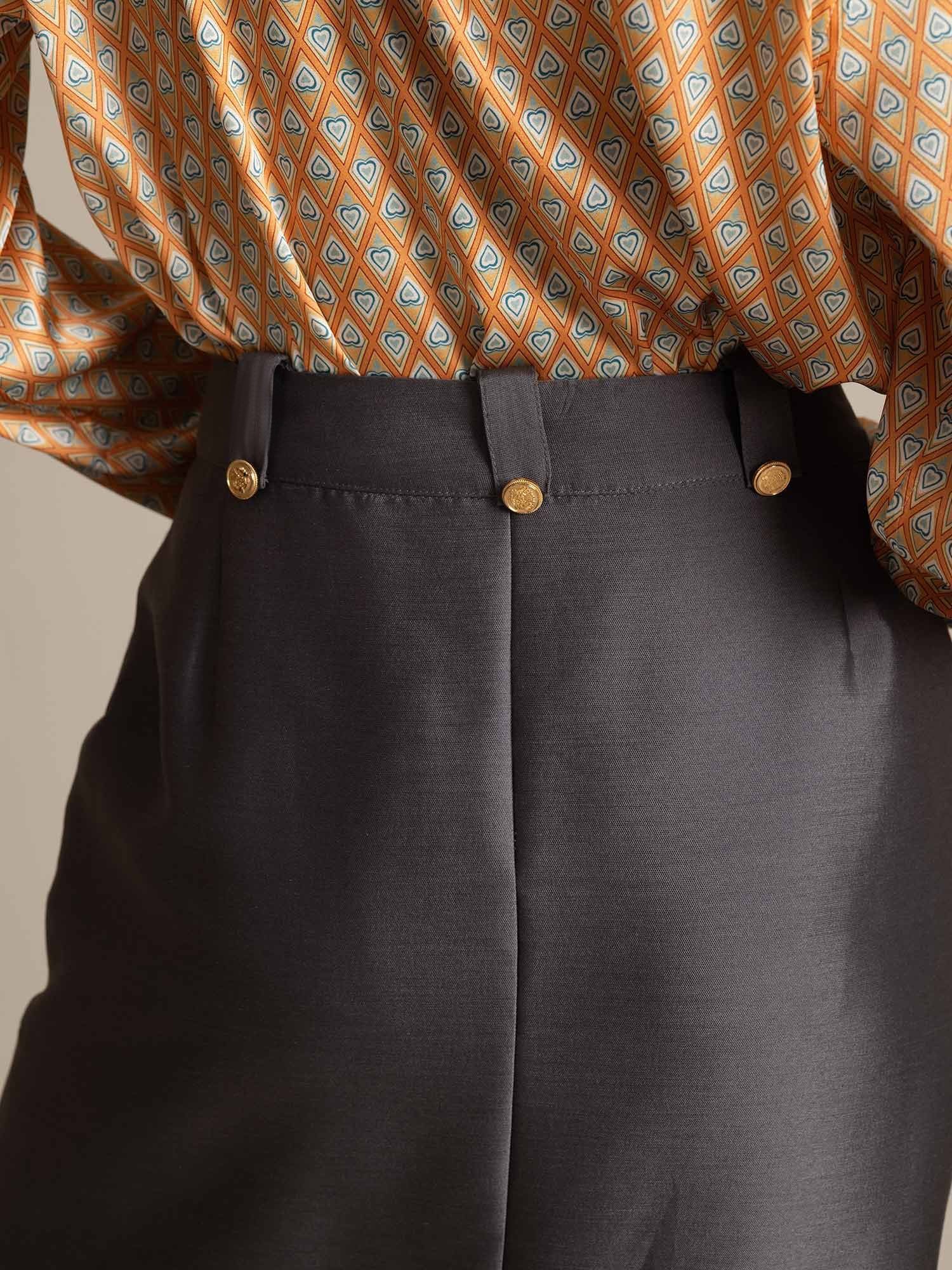 [Grau] SilkSilky-DE 32Momme Silk-Wool Blend Skirt 005,