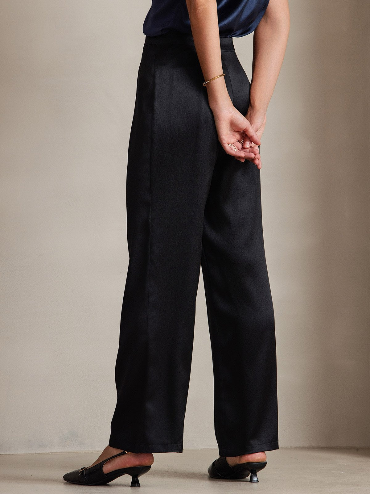 [Schwarz] SilkSilky-DE 19Momme Seide Womens Pants 004