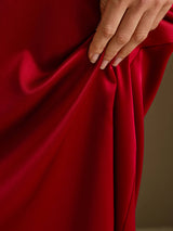 [Rotwein] SilkSilky-DE 3/4 Sleeve Round Neck Kleider 004