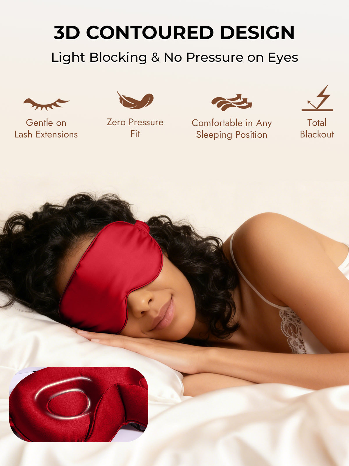 [Rotwein] SilkSilky-DE Reine Seide Eye Mask 006