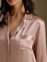 [Toskana] SilkSilky-DE Long Sleeve Lapel Collar Schlafhemd 004