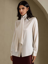 [Hellgrau] SilkSilky-DE Long Sleeve High Neck Damenblusen 003
