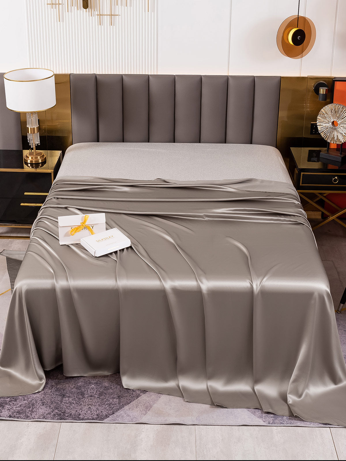 [Grau] SilkSilky-DE 19Momme Reine Seide Sheet 002